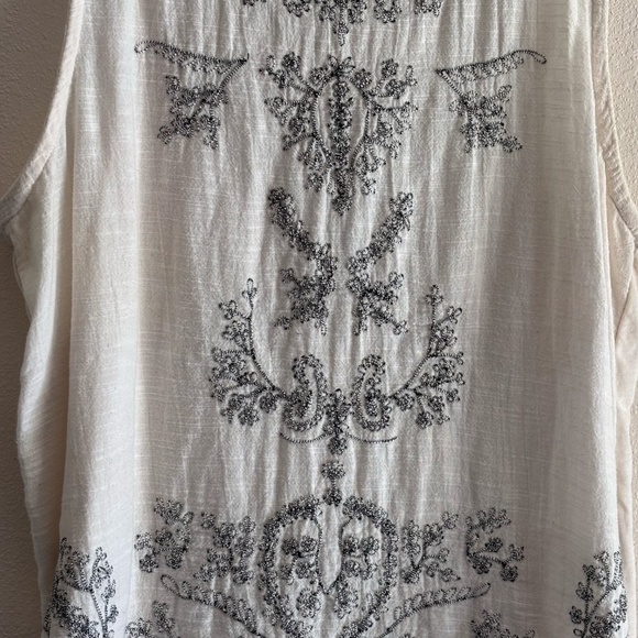 Lucky Brand Women's Embroidered Tank Top SZ M Ivory - Picture 4 of 10